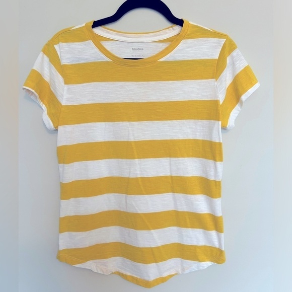 Sonoma Tops - 💕 Sonoma yellow and white cotton striped shirt Size M